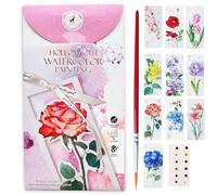 JanFebMar Pintura con Libros Agua, Bloc de Acuarelas Adultos Principiantes, Block de Papel Para Acuarela con 12 Colores Incluidos, Libro Anti Estrés Para Relajación y Pintura