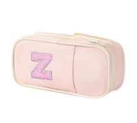 Janhavi Estuche para lápices con inicial, estuche estético para suministros escolares, cosas preparadas para el regreso a clases, estuche con cremallera, regalo de cumpleaños de Navidad para