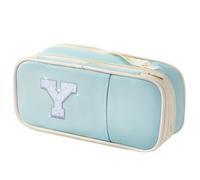 Janhavi Estuche para lápices con inicial, estuche estético para suministros escolares, cosas preparadas para el regreso a clases, regalo de cumpleaños de Navidad para adolescentes, azul Y