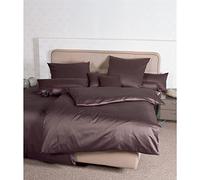 Janine 31001 Mako Ropa de cama satinada monocolor satén 135 x 200 cm, 100 % algodón, chocolate, 135 x 200 cm - 80 x 80 cm