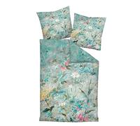 Janine Juego de cama de satén Mako Milano 135 x 200 cm + 80 x 80 cm, color verde esmeralda