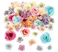 Janinka 174 Piezas de Mini Flores Falsas para Manualidades, pequeñas Flores Artificiales de Seda a Granel para decoración de Bodas, Fiestas, Coronas, Bricolaje, 2 cm y 4 cm, Coloridas