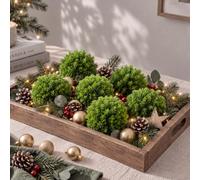Janinka 6 bolas decorativas de 4 pulgadas, bola topiaria de cedro artificial, bolas de boj de vegetación sintética para centro de mesa, cuencos, decoración del hogar de granja