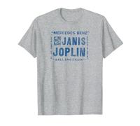 Janis Joplin Mercedes Benz Camiseta, Hombre, Gris Jaspeado, S
