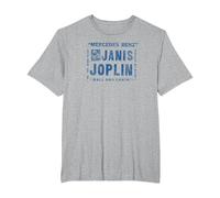 Janis Joplin Mercedes Benz Camiseta, Hombre Tallas Grandes, Gris Jaspeado, 2X Alto