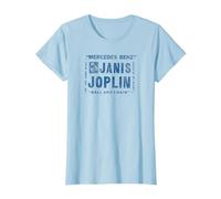 Janis Joplin Mercedes Benz Camiseta, Mujer, Azul Bebé, XL
