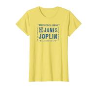 Janis Joplin Mercedes Benz Camiseta, Mujer, Limón, S