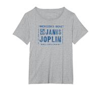 Janis Joplin Mercedes Benz Camiseta, Mujer Tallas Grandes, Gris Jaspeado, 3XL Grande