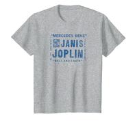 Janis Joplin Mercedes Benz Camiseta, Niños, Gris Jaspeado, 8 años