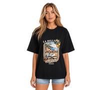 janisramone® Santorini & La Bella - Camisetas holgadas con estampado gráfico para mujer, Reino Unido, La Bella Vita, color negro, 40-42