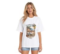 janisramone® Santorini & La Bella - Camisetas holgadas con estampado gráfico para mujer, Reino Unido, La Bella Vita, color blanco, 40-42