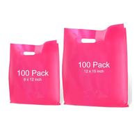 Janlaugh 200 bolsas de plástico para compras de 2.5 mil a granel para pequeñas empresas, bolsas de mercancía gruesas de 9 x 12 pulgadas, 12 x 15 pulgadas, bolsas de venta al por menor con asa, bolsas