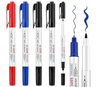 Janlaugh Paquete de 5 marcadores de laboratorio resistentes al alcohol, bolígrafos permanentes negros de doble cabeza con punta fina de 0.5 mm y punta de 1.0 mm, diseñados para uso industrial
