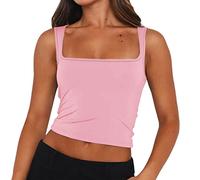 Janly Ladies Vest,Women Vest Tops Ladies UK Slim Fit Crop Tops Fashion Summer Casual Low Cut Tank Tops Women Square Neck Top ESA03