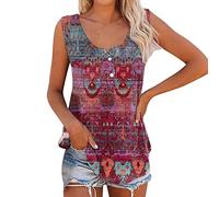Janly Womens Tank Top,Women's Vests Summer Ladies Tank Tops for Women Flowy Classic Floral Print Sleeveless Elegant Tank Blouses Loose Fit Ruffle Shirts EAJAP143