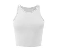 Janly Womens Tank,Women's Halter Neck Sleeveless Workout High Crew Neck Vest Top Gym Sports Yoga Cropped Tank Tops ESE2100