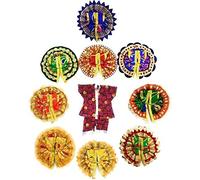 Janmashtami - Juego de 10 vestidos especiales de Laddu Gopal (9+1 traje de noche) para Dios Krishna Laddu Gopal Mix colores vestido "Talla 0 no" (seda)