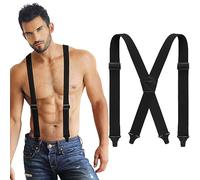 Janmercy Tirantes ocultos de espalda en X, resistentes, aptos para aeropuertos, debajo de la ropa, para hombres y mujeres, Negro -, 47.24 x 1.5 inches