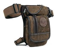 Janmobrian Pernera Moto,Bolsa Pierna Moto Bolsa Cartuchera De Lona/Nylon For Hombre, Bolsa For Pantalones, Cinturón, Cadera, Viaje, Motocicleta, Ruta De Equitación, Riñonera(Coffee)