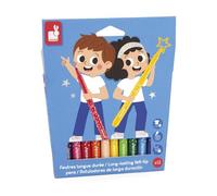 Janod - 12 rotuladores de Larga duración - Punta Bloqueada y cónica para Diferentes grosores de Trazo - Tinta Lavable - Manualidades y Actividades Creativas - A Partir de 3 años - J07406