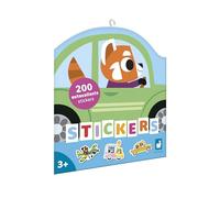 Janod 200 Pegatinas - Stickers Autocollants - Tema Vehículos - A Partir de 3 Años - Ocio Creativo para niños - Motricidad Fina y concentración - J09196