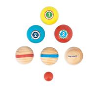 Janod - Juego de Petanca Infantil Applepop - Juego de Habilidad - 6 Bolas de Petanca + 1 Boliche + 1 Bolsa - Juego Aire Libre - Juguete de Madera FSC - A Partir de 3 Años, J03365