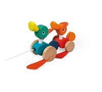Janod - Patitos de Madera Zigolos - Juguete de Desarrollo para Arrastrar Certificado FSC - Desde 1 Año, J08211, Multicolor