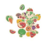 Janod-Janod-24 Imanes Tema Frutas y Verduras-Juguete de Madera-Ideal para Pizarra o Nevera-Juego Magnético Educativo, para Manipular-A Partir de 2 Años (JURATOYS J09648)