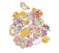 Janod-Janod-24 Imanes Tema Unicornios y Dragones-Juguete de Madera-Ideal para Pizarra o Nevera-Juego Educativo Magnético, para Manipular, Experimentar-A Partir de 2 Años (JURATOYS J09645)