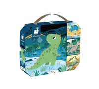 Janod - 4 Puzles Dinosaurios - Puzle Infantil Evolutivo de 6 a 16 Piezas - Ejercita Paciencia y Destreza - Fabricado en Francia - Juego Educativo a Partir de 24 Meses, J02541