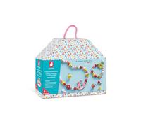 Janod - 4 Joyas de Madera para Crear Flower Garden - Los Primeros Talleres de Joyería - Creación de Joyas DIY - Kit de Manualidades Creativas para Niños - Aprendizaje de Motricidad Fina y Concentración - A Partir de 4 años - J09130