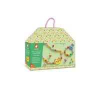 Janod - 4 Joyas de Madera para Crear Secret Jungle - Los Primeros Talleres de Joyería - Creación de Joyas DIY - Kit de Manualidades Creativas para Niños - Aprendizaje de Motricidad Fina y Concentración - A Partir de 4 años - J09131