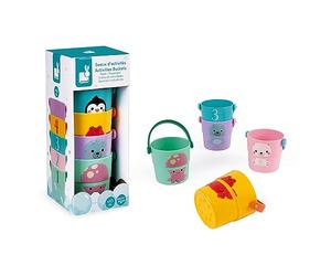 Janod - 5 Cubos de Actividades para el Baño - Juguete de Estímulo para Niños Pequeños - Manipulación y Destreza - Aprender Los Números - A Partir de 10 Meses, J04724