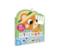 Janod-Janod-50 Pegatinas Grandes para Niños A Partir de 18 Meses-Formato 7x8cm-Pegatinas Tema Granja-Pre-Cortadas para Facilitar la Agarre-Desarrollo Creativo-J09188, Animales (JURATOYS J09188)