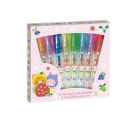 Janod - 8 Mini bolígrafos de Gel con Purpurina - Colores del arcoíris - Formato Compacto - para Escribir en un Cuaderno Secreto, un Diario íntimo o Dibujar - A Partir de 6 años