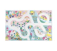 Janod - Alfombra de Coche Infantil - Tema Reino Encantado - Suave y Antideslizante - Motivo Fantasía - Alfombra de Habitación para Niños y Niñas - 120 x 78cm - Lavable a Mano - A Partir de 2 años