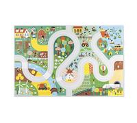 Janod - Alfombrillas de Coche para Niños - Tema Campestre - Suave y Antideslizante - Motivo Granja y Bosque - Alfombra de Habitación para Niños y Niñas - 120 x 78cm -Lavable a mano -A partir de 2 años