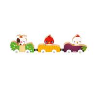 Janod - Animales de la Granja Magnéticos - Juguete de Estímulo - 3 Vehículos + 3 Animales de Madera - Estimula la Destreza - Juego de Madera FSC - A Partir de 18 Meses, J03316