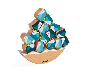 Janod - Balancín de Madera Pingüinos - Juguete de Estímulo - Juego de Habilidad - Desarrolla la Motricidad Fina y la Concentración - Colaboración con WWF - Certificado FSC - Desde 2 Años, J08602