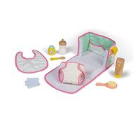Janod - Bolso para guardería - Juguete de madera y tela - Bolso para cambiar al bebé - Cambiador de bebé plegable - 8 accesorios - Certificado FSC - A partir de 2 años, J06501