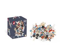 Janod - Brico'Kids - Cubilete con 50 Piezas, en Madera, Juego de Construcción E Imitación, 5 Esquemas Incluidos, Desarrollo de La Motricidad Fina y de La Creatividad - Desde Los 3 Años, J06480