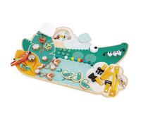 Janod Busy Board Croco - Tablero de Actividades - Tema Animales de la Selva - 14 Actividades - Juguete Infantil para Niños y Niñas - Desarrolla la Motricidad Fina - A Partir de 18 Meses