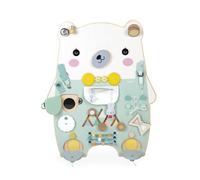 Janod Busy Board Ourson - 20 Actividades - Gran Tablero de Actividades de Madera - óptimo para el Desarrollo de la Motricidad Fina, la Curiosidad y la Destreza - Altura 60cm - A Partir de 18 Meses