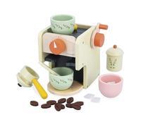 Janod Cafetera Barista de madera para niños J06644 - Molinillo manual y 20 accesorios - Desde 3 años
