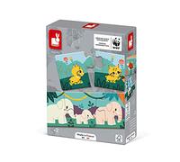 JANOD- Caja de 10 bebés Animales-Puzle Infantil de 3 Piezas-Juego Educativo-Motricidad Fina y la concentración-Colaboración con WWF-Cartón con Certificado FSC-A Partir de 2 años (JURATOYS J08636)