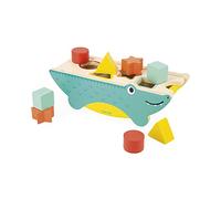 Janod - Caja de Formas Encajables Cocodrilo Tropik - Juguete de Bebé de Madera - Juego Educativo 8 Formas y Colores - Certificado FSC - Pintura al Agua - A partir de 1 Año, J08267