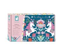 Janod - Caja de Purpurina Unicornios - 3 Cuadros para Decorar con Purpurina - Kit de Ocio Creativo para niños - Aprendizaje de la motricidad Fina y la Creatividad - A Partir de 6 años