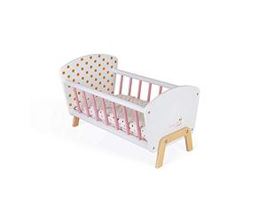 Janod - Cama Candy Chic - Cama de Madera para bebés con colchón + Manta + Almohada - Colores Suaves y Brillantes - Accesorios para bebés - A Partir de 3 años, J05889