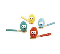 Janod - Carrera de Huevos - Juego de Habilidad - 4 Cucharas y 4 Huevos de Madera - Destreza y Equilibrio - Certificado FSC - Pintura al Agua - A partir de 3 Años, J07729