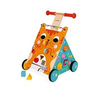 Janod - Carrito Multiactividades Gato de Madera - Andador Evolutivo con Freno y Mango Ajustable - Aprendizaje de Caminar - Desde 1 año, J08005, Multicolor